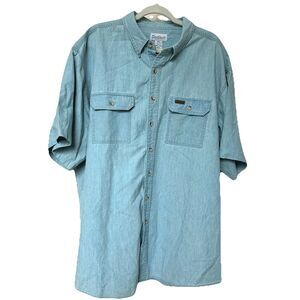 Carhartt Shirt Men’s 3X Button Up Short Sleeve Blue 100% Cotton